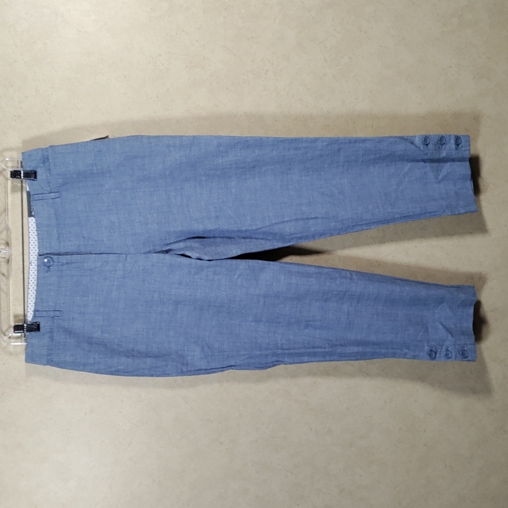 I196 Talbots blue cotton Perfect Crop pants 8 NWT